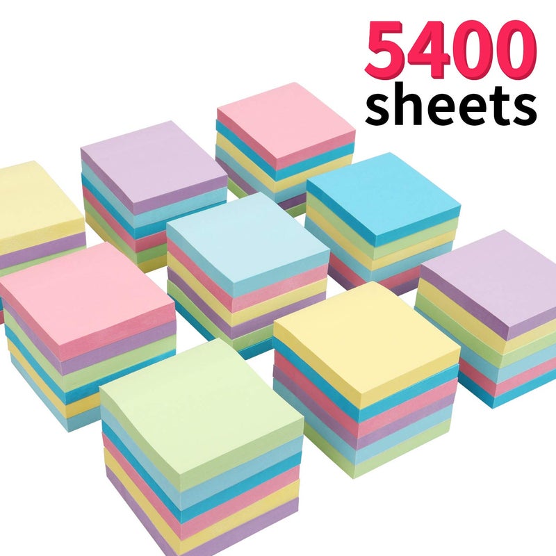 MyLifeUNIT Sticky Notes 3x3, Bulk Pack 54 Note Pads 5400 Sheets for Daily Reminder, Self-Stick Notes with 6 Assorted Colors - Image 2